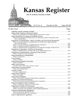 Kansas Register - Kansas Secretary of State