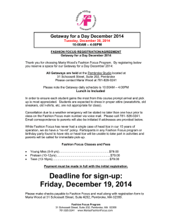 Deadline for sign-up: Friday, December 19, 2014