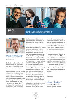Latest issue of SNI update - Swiss Nanoscience Institute