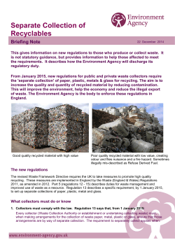 'Separate Collection of Recyclables' briefing note.