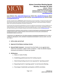 Bylaws Committee Meeting Agenda Monday, December 29, 2014