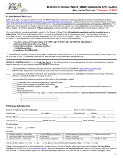Fall 2015 MSW Admission Application