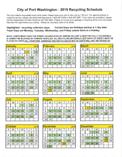 City of Port Washington 2015 Garbage/Recycling Calendar