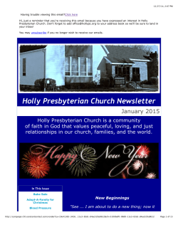 Holly Presbyterian Church Newsletter