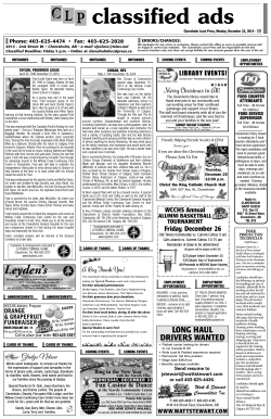 classified ads - Claresholm Local Press