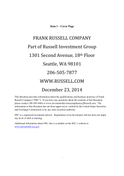 Frank Russell Company Form ADV Part 2A Brochure