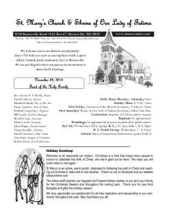 Weekly Bulletin - St. Mary's Parish & Shrine of Our Lady of Fatima