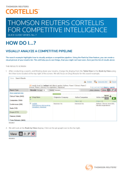 Thomson Reuters Cortellis - How to vidually analyze a competitive