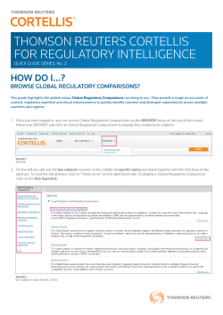 Thomson Reuters Cortellis - Browse Global Regulatory Comparisons