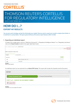 Cortellis for Regulatory Intelligence - Quick