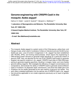 Genome-engineering with CRISPR-Cas9 in the mosquito