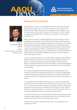 Message from the President - Asian Association of Open Universities