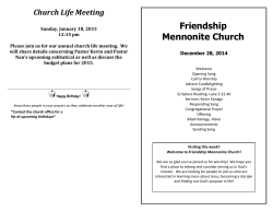 Current Bulletin - Friendship Mennonite Church