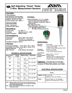 Radar 2 Wire Measurement Sensors