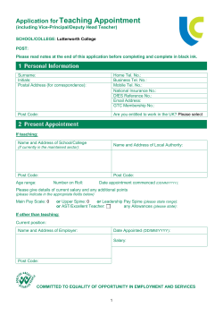 Application for Teaching Appointment