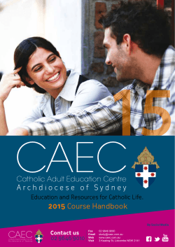 2015 Course Handbook - Catholic Adult Education Centre