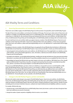AIA Vitality Terms and Conditions