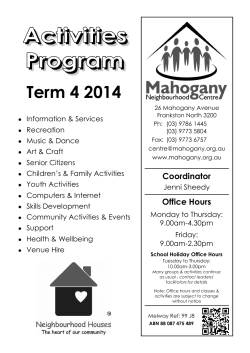 Activities Program Term 4 2014 - Mahogany Neighbourhood Centre