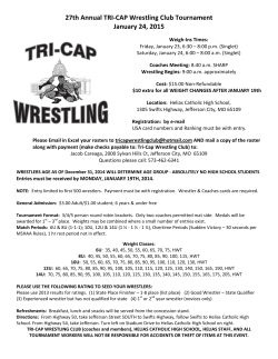 27th Annual TRI-CAP Wrestling Club Tournament January 24, 2015