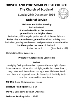 Order of Service - Orwell and Portmoak Parish Church