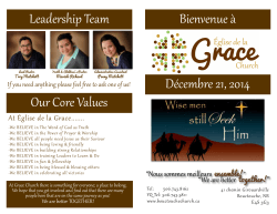 Décembre 21, 2014 Bienvenue à Our Core Values Leadership Team