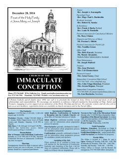 This Week's Bulletin - Church of the Immaculate Conception