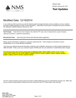 Modified Date: 12/19/2014 Test Updates