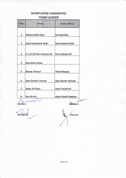 List of Shortlisted Candidates in Rapid Rescue and Response Team