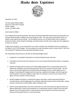 December 23, 2014 The Honorable William Walker Governor of the