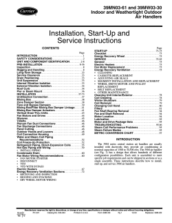 Installation, Start-Up and Service Instructions