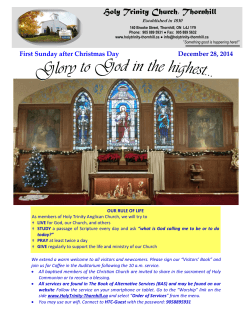 Sunday's Services – 8 & 10am - Holy Trinity Anglican Church