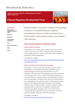 Financial Regulatory Developments Focus