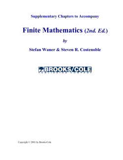 Finite Mathematics (2nd. Ed.)
