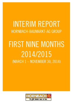 INTERIM REPORT FIRST NINE MONTHS 2014/2015