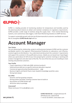 Job Offer Account Manager | ELPRO Nordic ApS