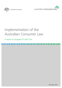 Implementation of the Australian Consumer Law – A report on