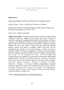 Islamic Finance: Issues in Sukuk and Proposals for Reform is jointly