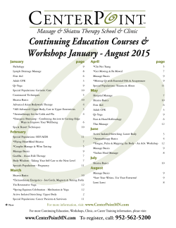 Our Current Continuing Education & Workshop Brochure