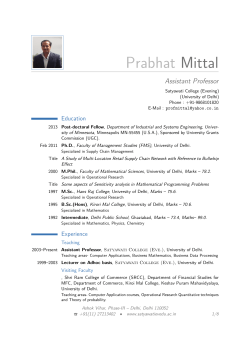 Prabhat Mittal – Assistant Professor