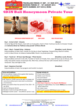 4D3N Bali Honeymoon Private Tour