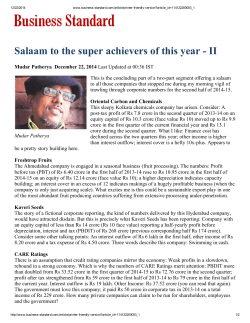 Salaam to the super achievers.....Business Standard