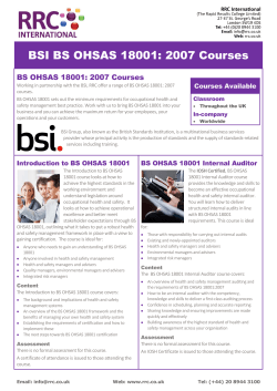 BSI BS OHSAS 18001: 2007 Courses