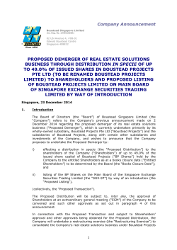 Proposed Demerger of Real Estate Solutions