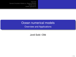 Ocean numerical models - Overview and Applications