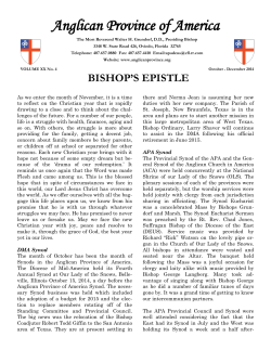 The Bishop's Epistle - October-December 2014