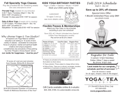 Fall 2014 Schedule - Yoga and Tea Studio