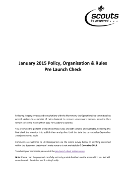 January 2015 Policy, Organisation & Rules Pre Launch Check