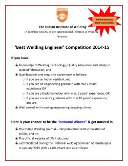'Best Welding Engineer' Competition 2014-15