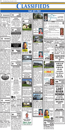 Classified Ads - The Shelley Pioneer