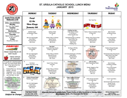 January lunch menu - St. Ursula School